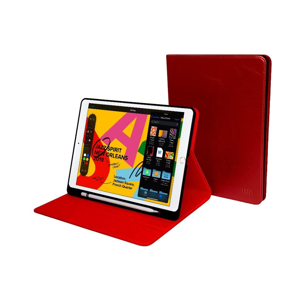 iPad Mini 5 Case - With Pencil Holder - Genuine Cowhide Leather -Sleep/Wake